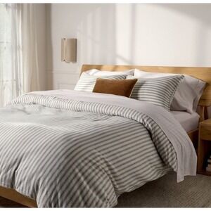 Relaxed Linen Stripe Duvet Cover & Sham Set - Parachute Size Full / Queen Jade